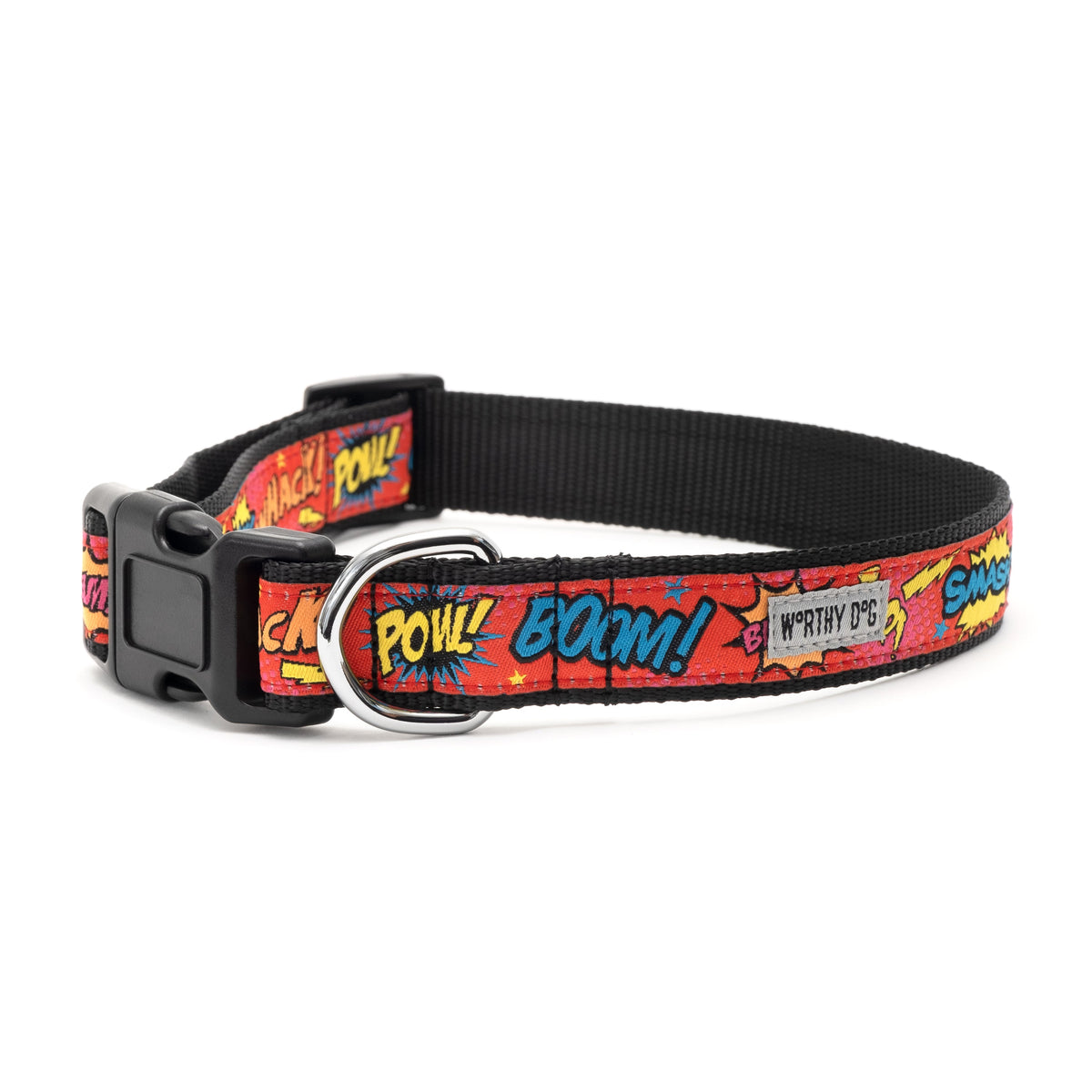 Comic Strip Dog Collar – Red, Sizes XS–XL