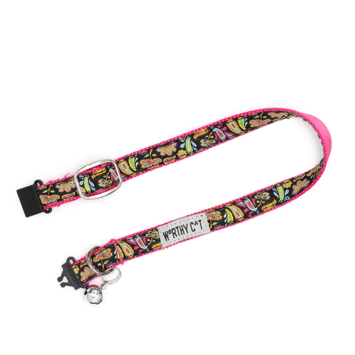 Floral Paisley Cat Collar – Black, Size One Size