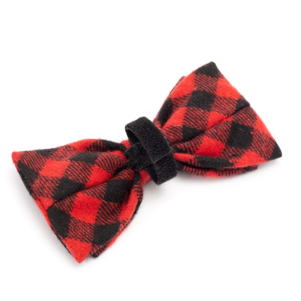 Buffalo Plaid Dog Bow Tie – Cotton, Red/Black, Sizes S, L