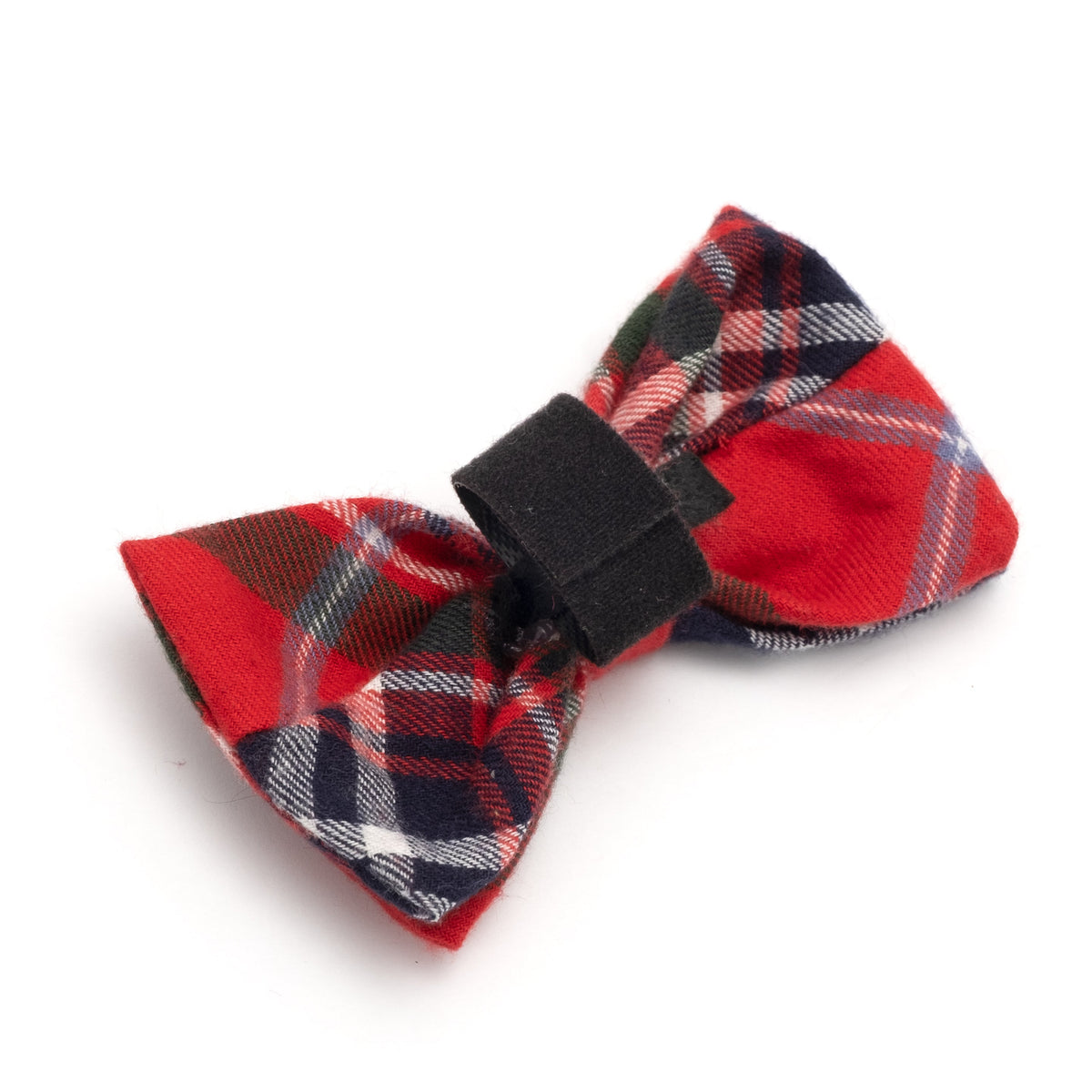 Red Plaid Dog Bow Tie – Cotton, Red Multicolored, Sizes S, L