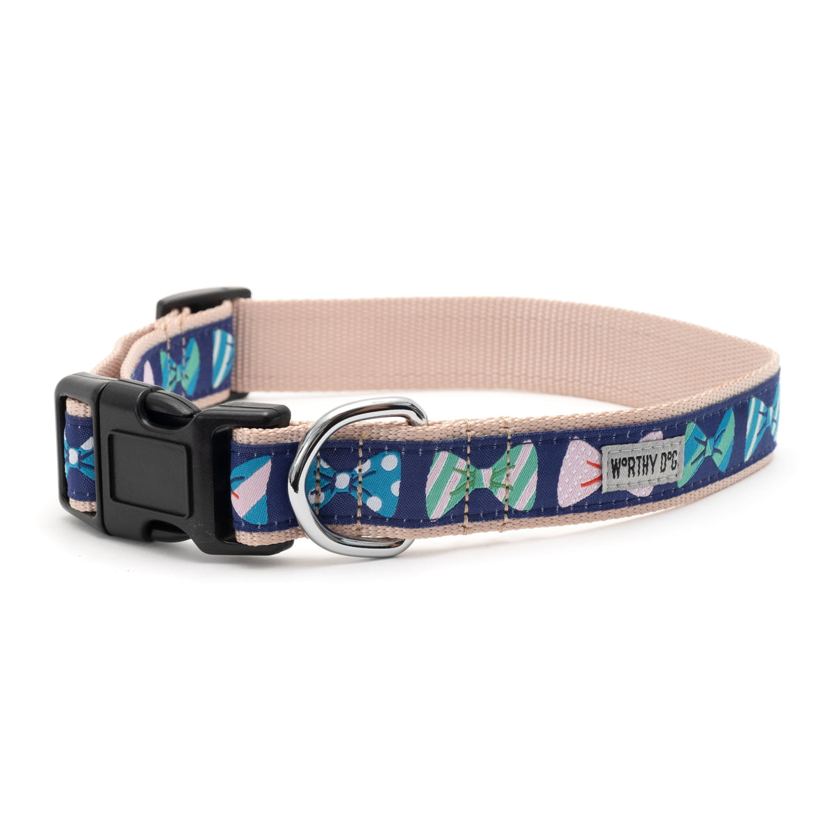 Bow Ties Dog Collar – Navy, Sizes XS–XL