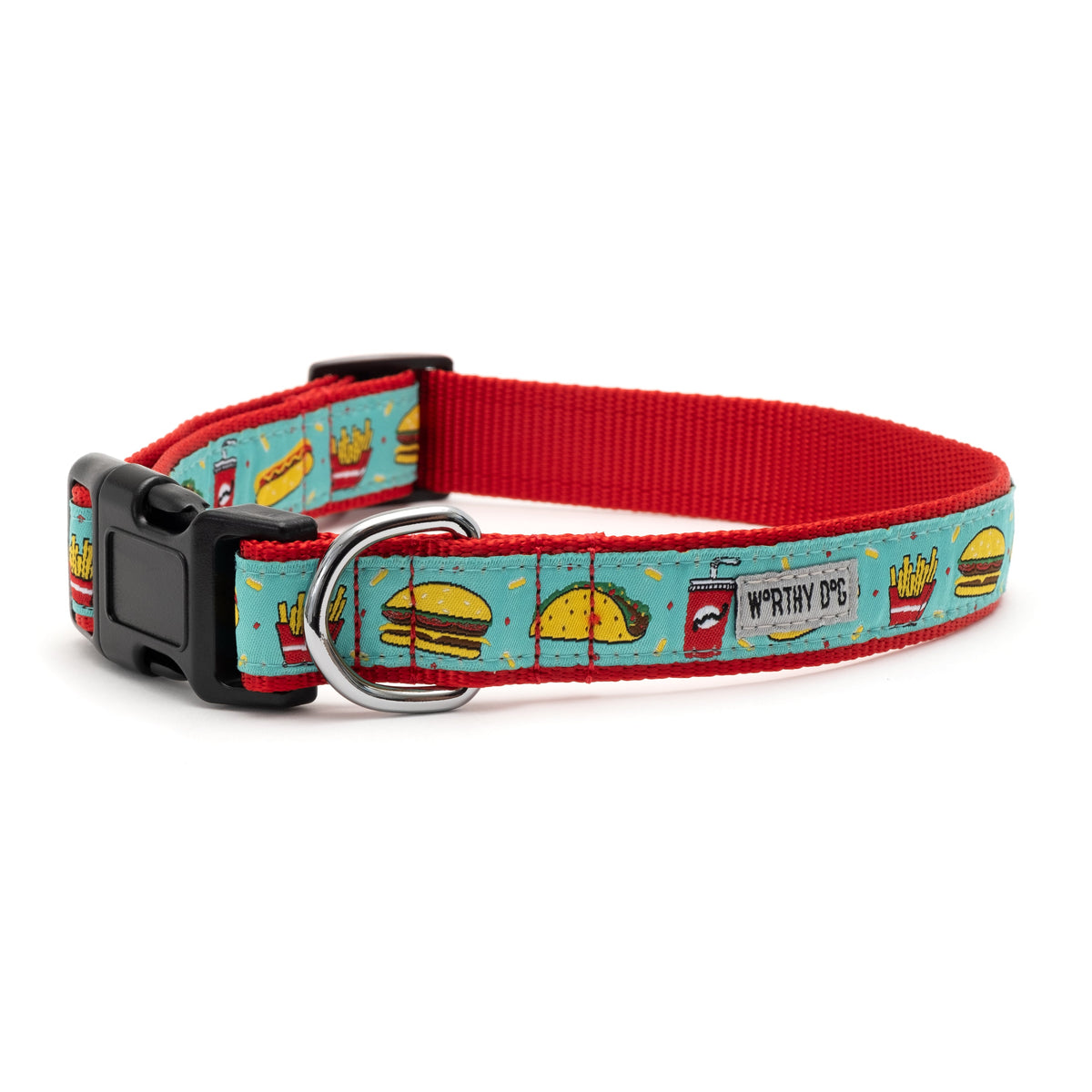 Food Fest Dog Collar – Turquoise, Sizes XS–XL