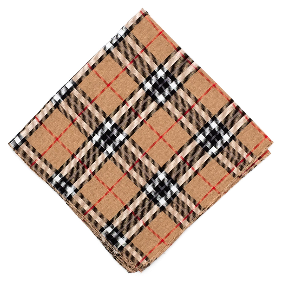 Tan Plaid Cotton Dog Bandana, tan, product view 3