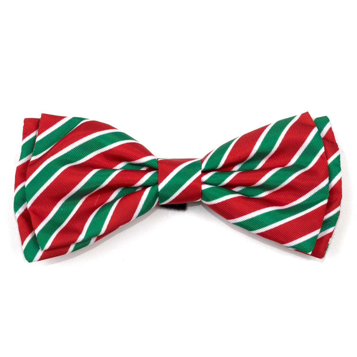 Holiday Stripe Dog Bow Tie – Polyester, Red/Green, Sizes S, L