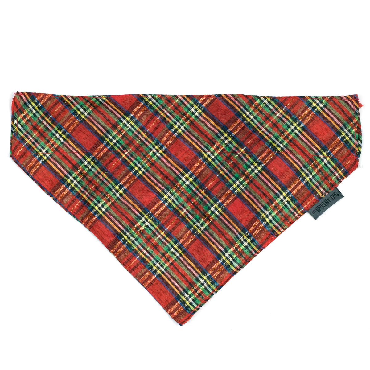 Red Lurex Plaid Dog Slide-On Bandana – Polyester, Red, Sizes S, L