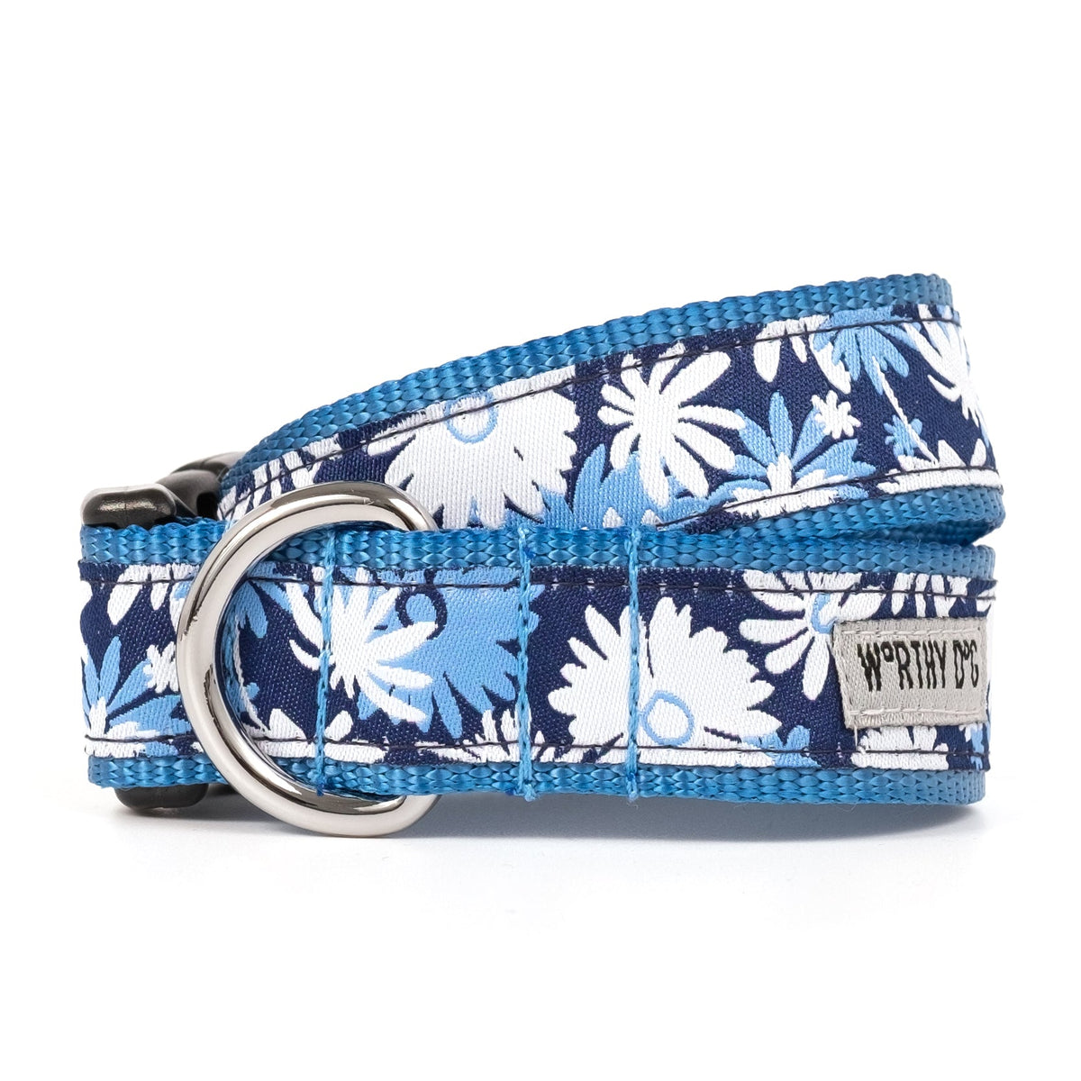 Flower Power Dog Collar – Navy, Sizes XS–XL