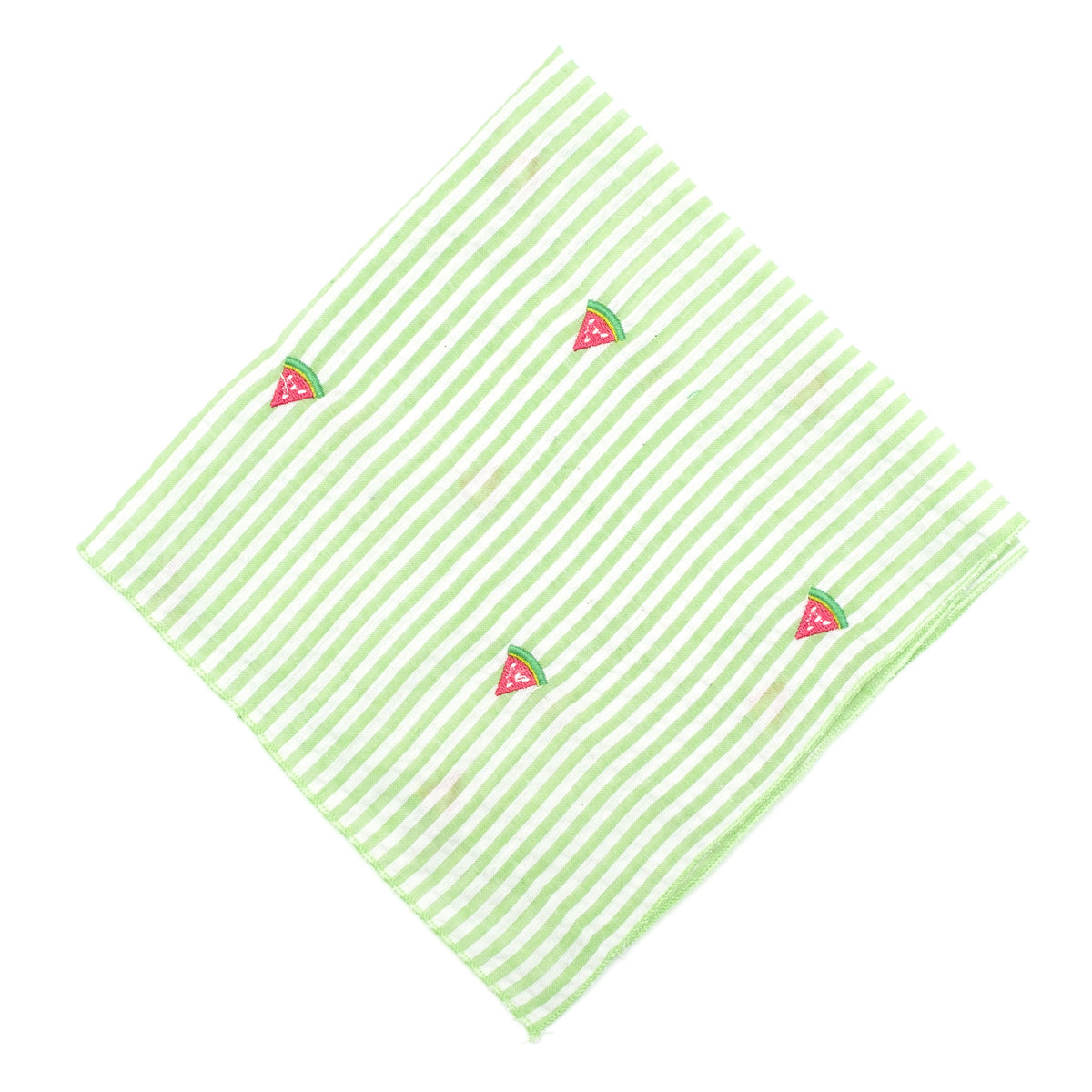 Green Stripe Watermelon Dog Bandana – Cotton, Green/White, Sizes S, L