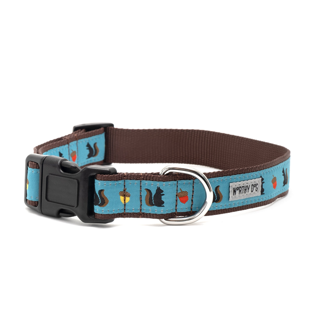 Squirrelly Dog Collar – Teal, Sizes XS–XL