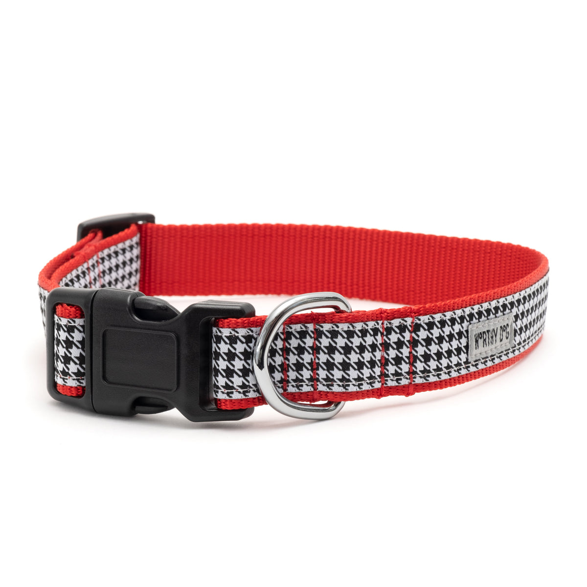 Houndstooth B/W Dog Collar – Black/White, Sizes XS–XL