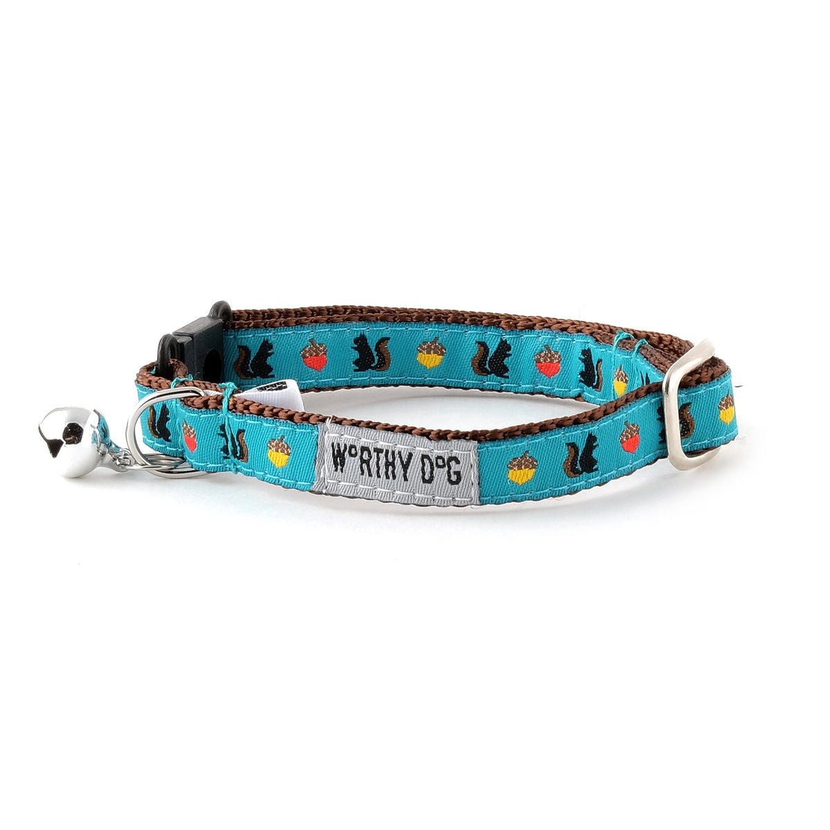 Squirrelly Cat Collar – Teal, Size One Size