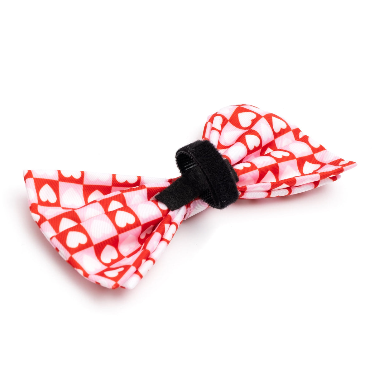 Colorblock Hearts Dog Bow Tie – Polyester, Red, Sizes S, L