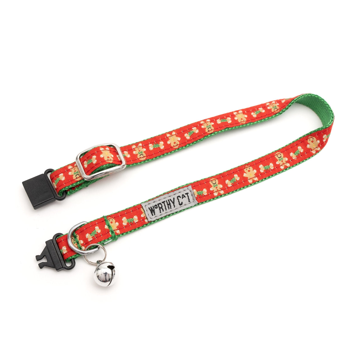 Gingerbread Bones Cat Collar – Red, Size One Size
