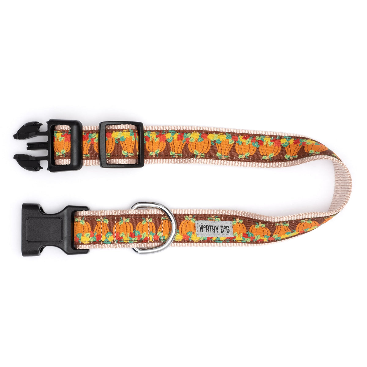 Pumpkin Patch Dog Collar – Brown, Sizes XS–XL