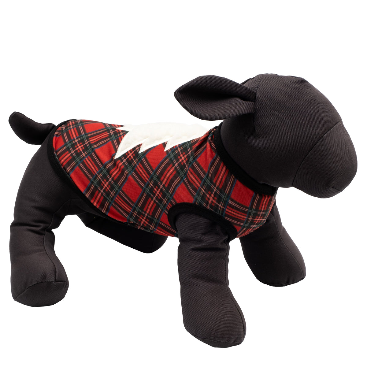 Stewart Plaid Tree Dog Tank Top – Cotton, Red, Sizes XS–XXL