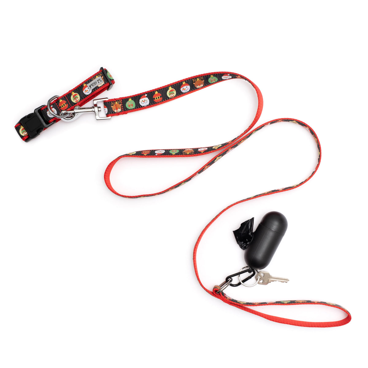 Deck the Halls Dog Leash – Black, Size L