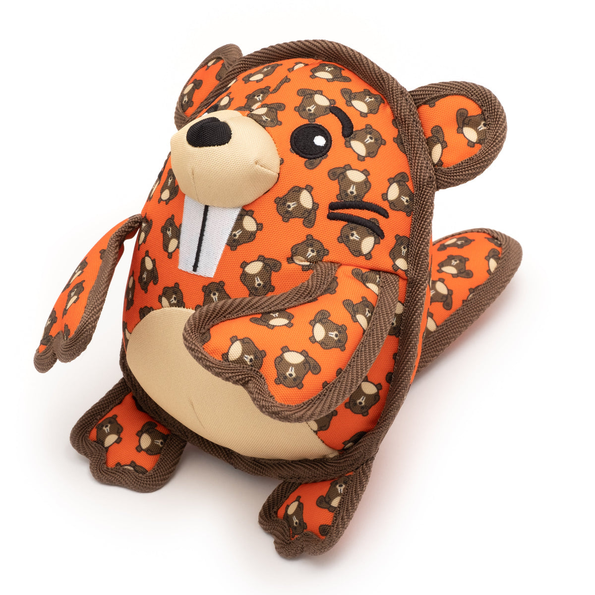 Orange Beaver Squeaky Dog Toy, angled view