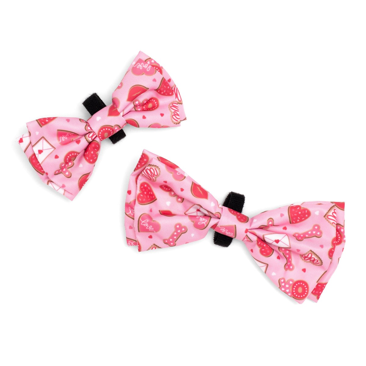 Love & Kisses Dog Bow Tie – Polyester, Pink, Sizes S, L