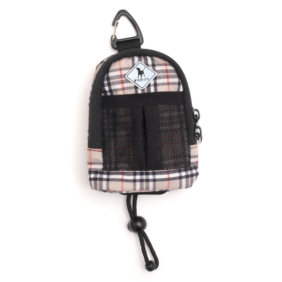 Backpack Poop Dog Bag Dispenser – Tan Plaid, Size One Size