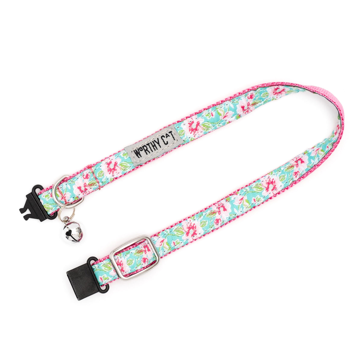 Watercolor Floral Cat Collar – Teal, Size One Size