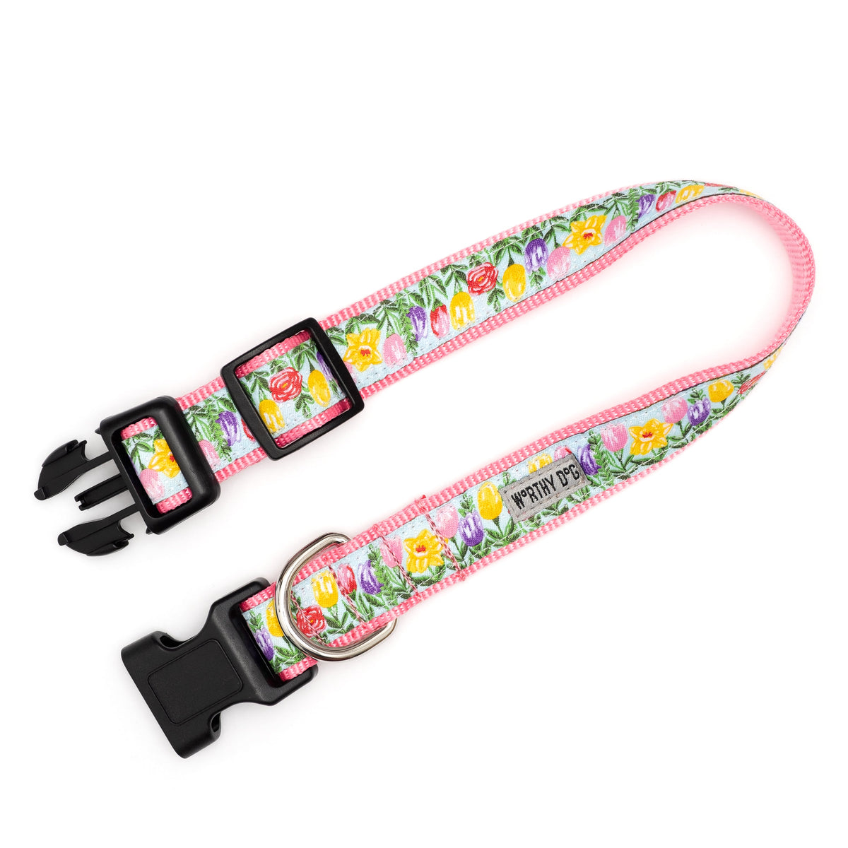 Hello Spring Dog Collar – Blue, Sizes XS–XL