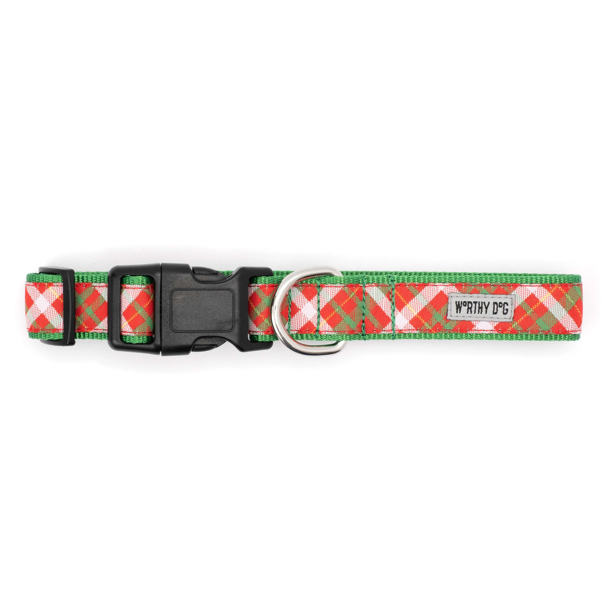 Holiday Plaid Dog Dog Collar – Multicolored, Sizes XS–XL