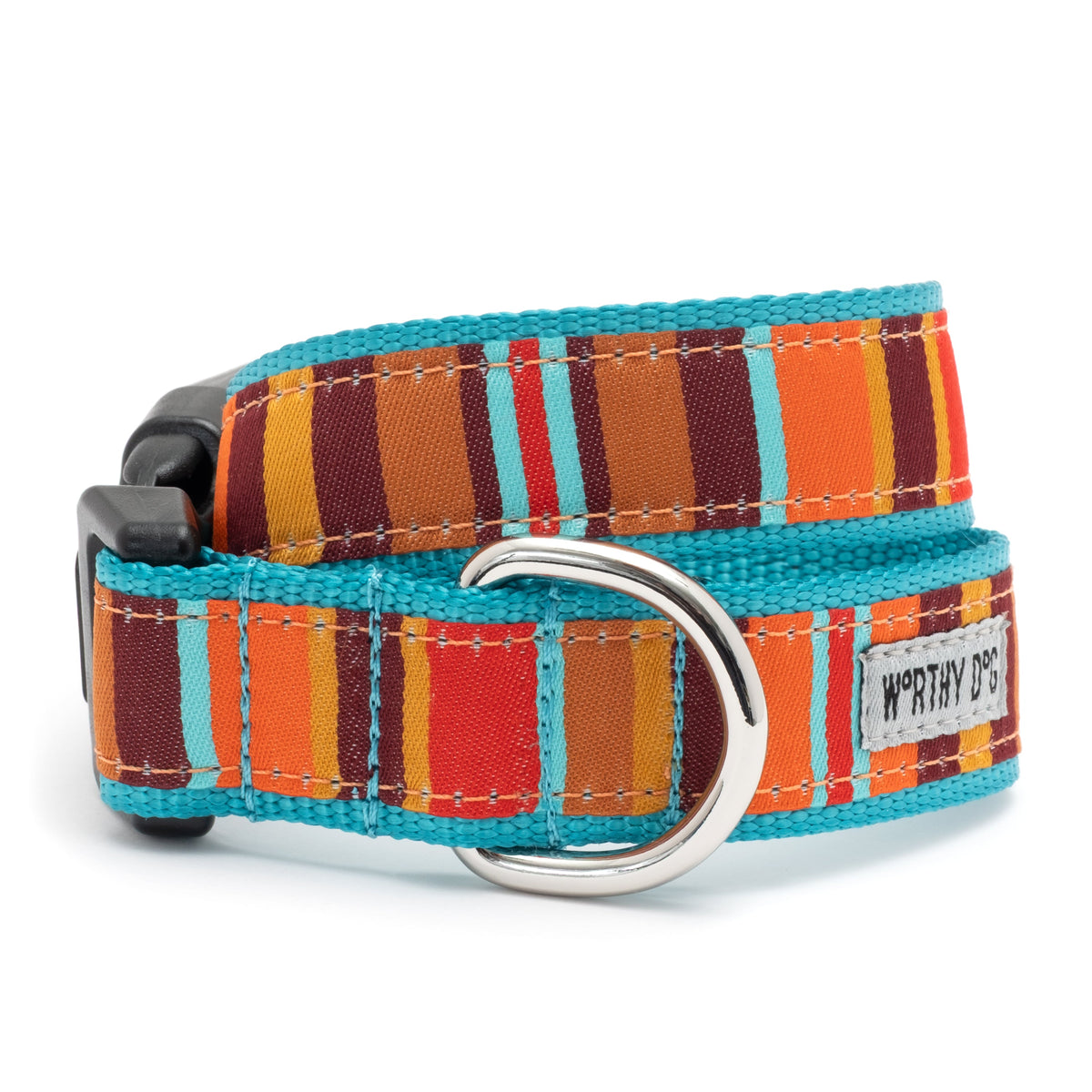 Fall Fiesta Stripe Dog Dog Collar – Multicolored, Sizes XS–XL