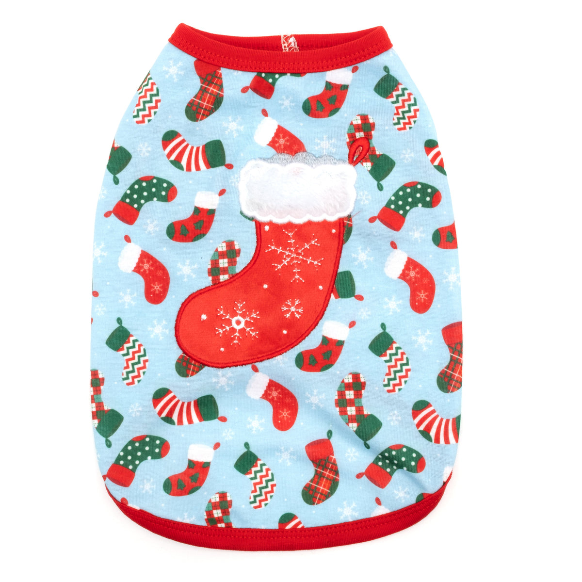 Stocking Dog Tank Top – Polyester, Blue Multicolored, Sizes XS–XXL