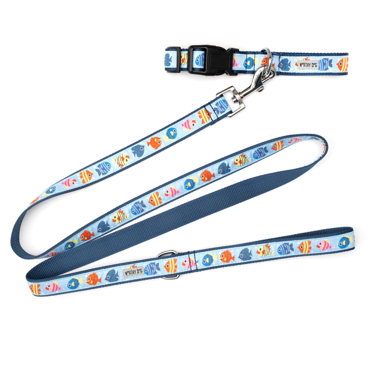Fishy Dog Leash – Blue, Sizes S, L