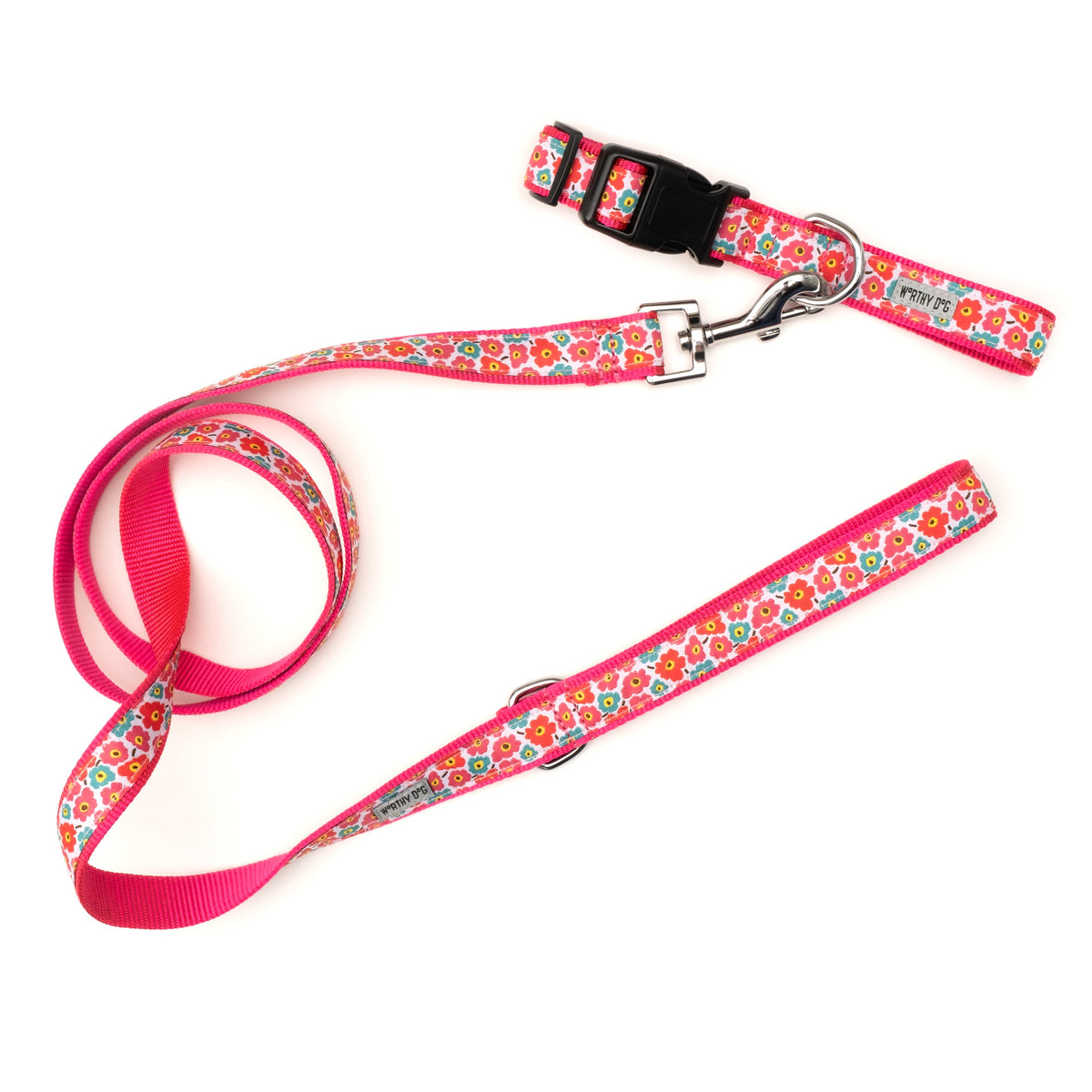 Fleurs Dog Collar – Yellow & Pink, Sizes XS–XL