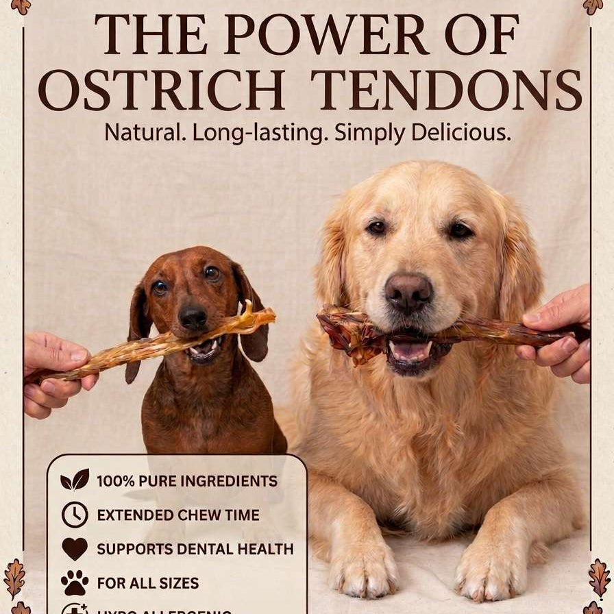 Dog Treat - Ostrich Tendons Big 2 Pack Dog Treats