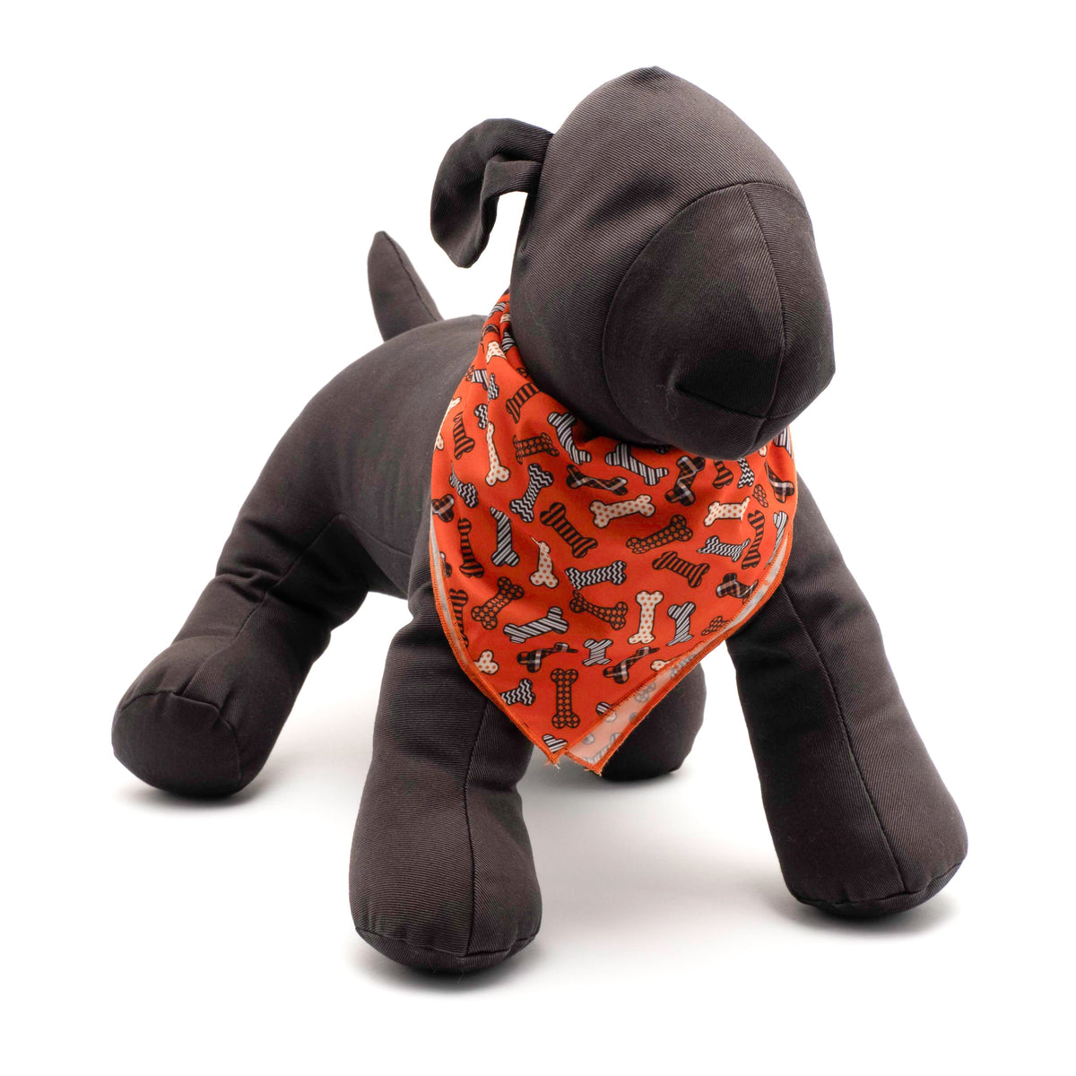 Halloween Bones Dog Bandana – Polyester, Orange, Sizes S, L