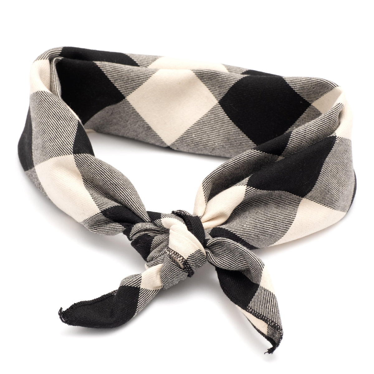 Black/Off White Buffalo Dog Bandana – Cotton, Black/White, Sizes S, L