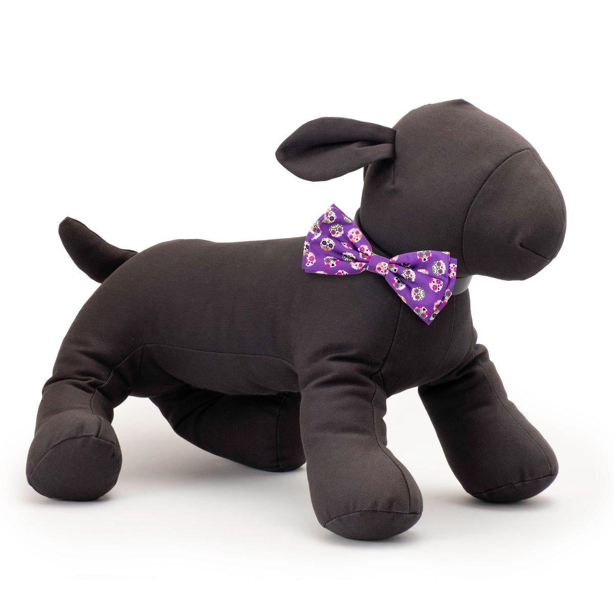 Skeletons Dog Bow Tie – Polyester, Black & Purple, Sizes S, L
