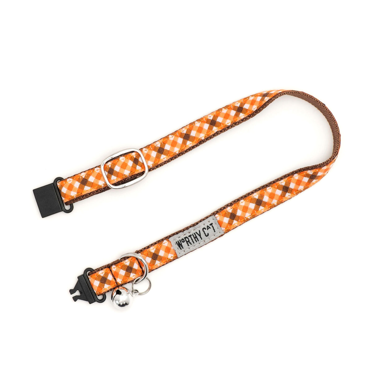 Fall Check Cat Collar – Brown/Orange, Size One Size