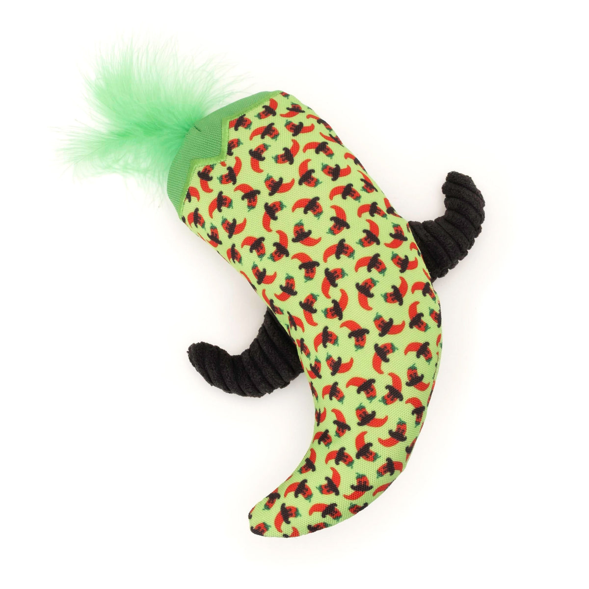 Lime Chili Pepper Catnip Kicker Toy with Crinkle Sound, back view