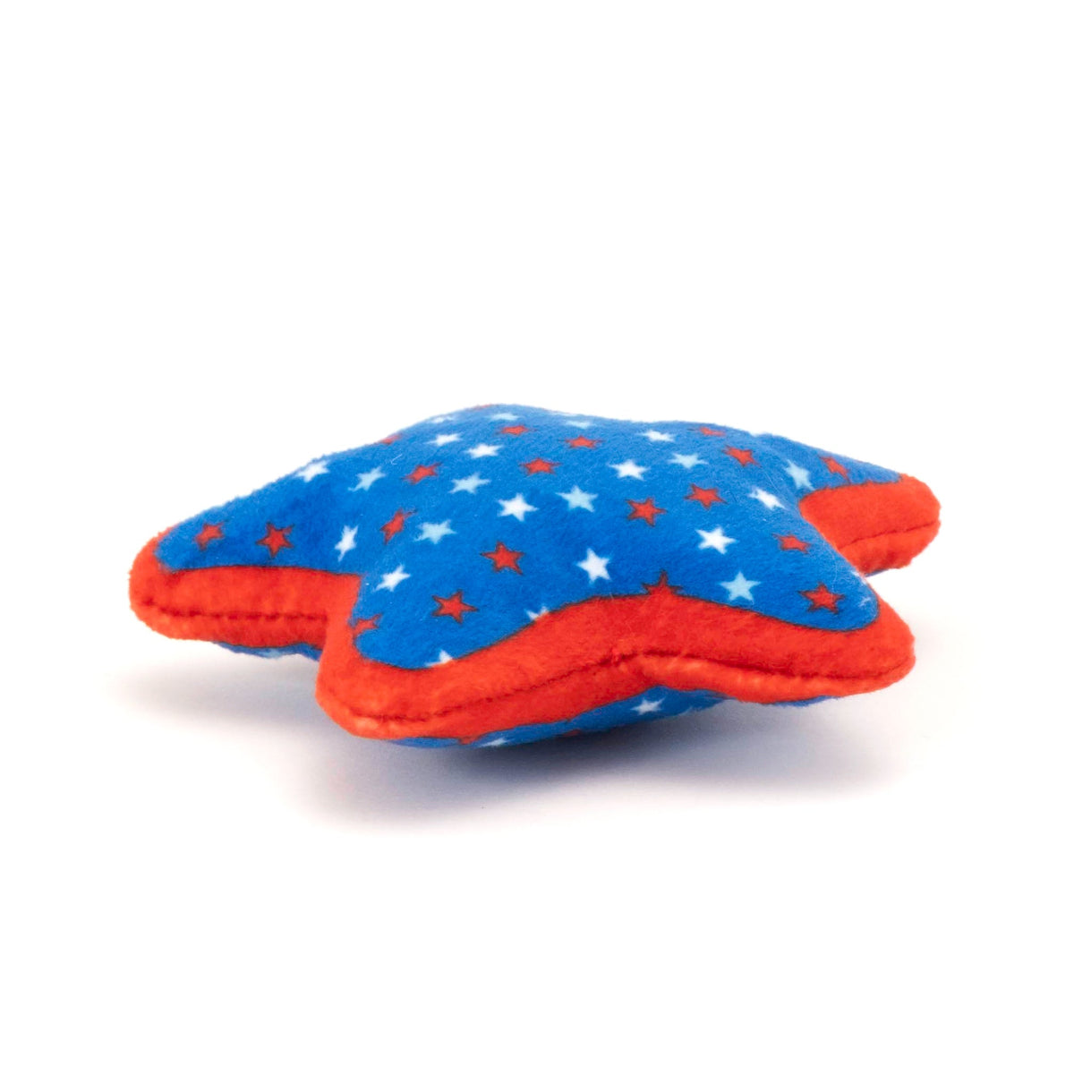 Blue Star Catnip Cat Toy with Orange Trim and Crinkle, side profile
