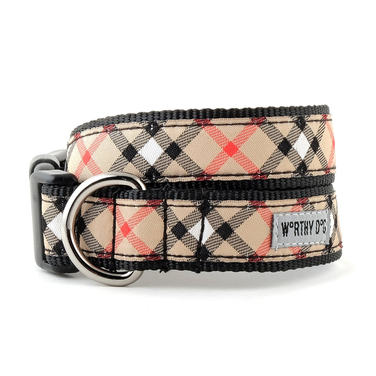 Bias Plaid Dog Collar – 5 colours, Sizes XS–XL