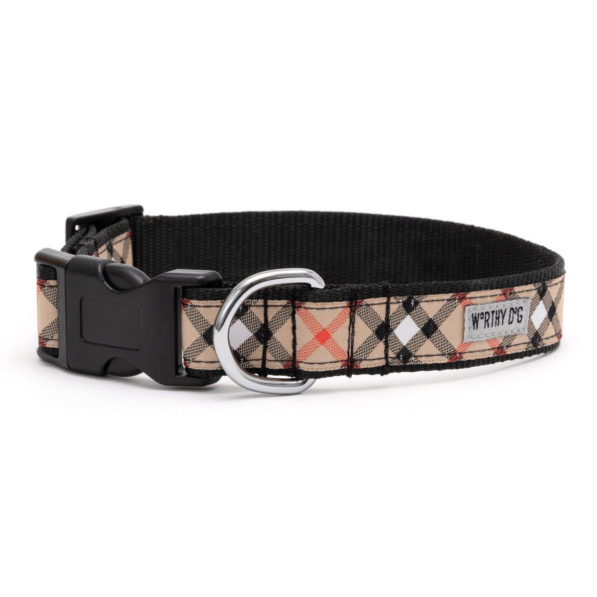 Bias Plaid Dog Collar – 5 colours, Sizes XS–XL