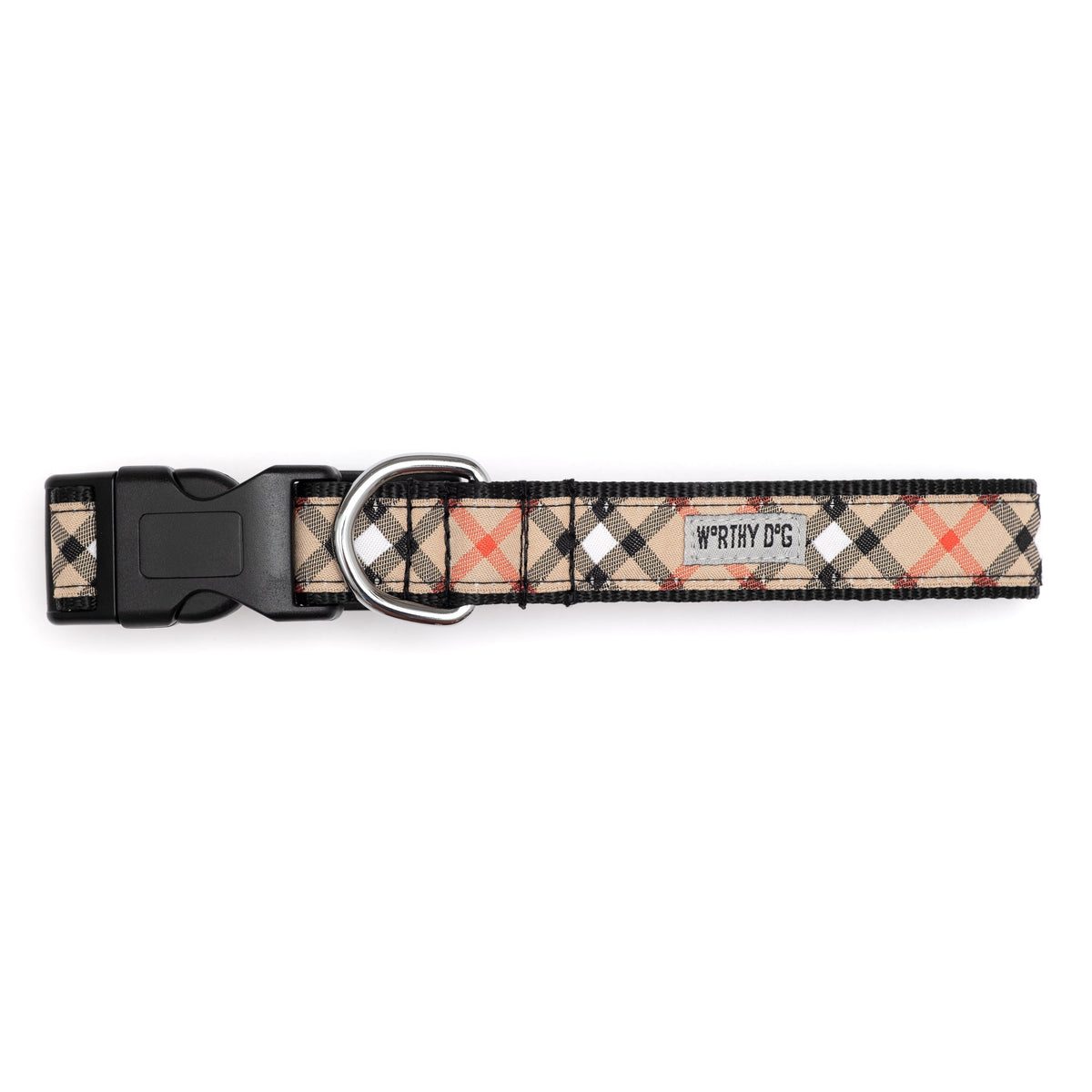 Bias Plaid Dog Collar – 5 colours, Sizes XS–XL