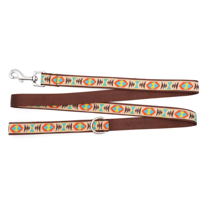 Santa Fe tan ribbon and nylon dog leash, product view 2