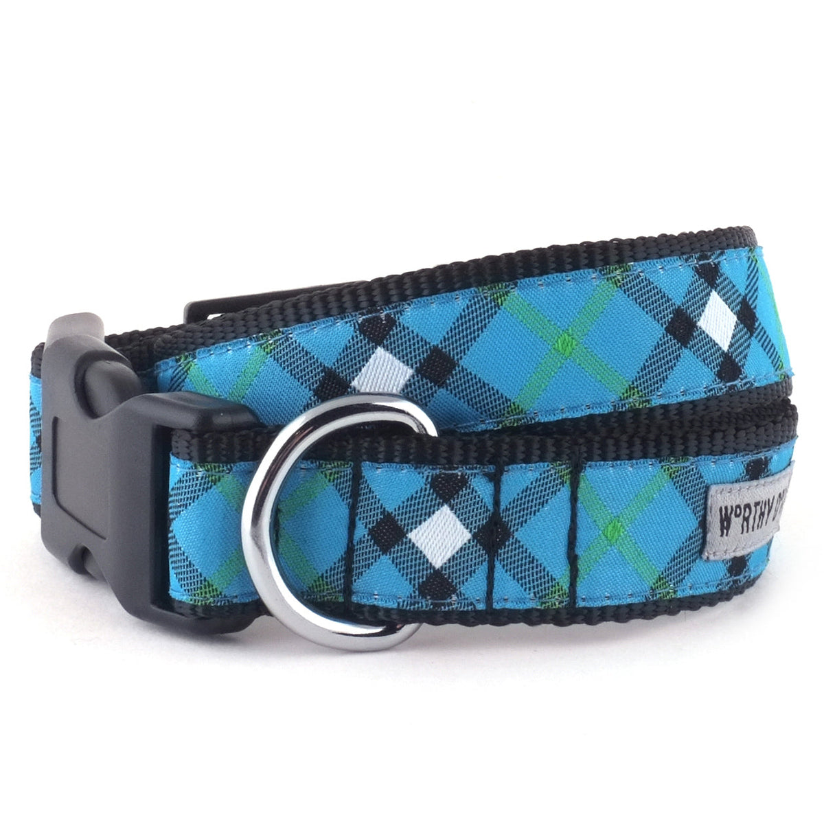 Bias Plaid Dog Collar – 5 colours, Sizes XS–XL