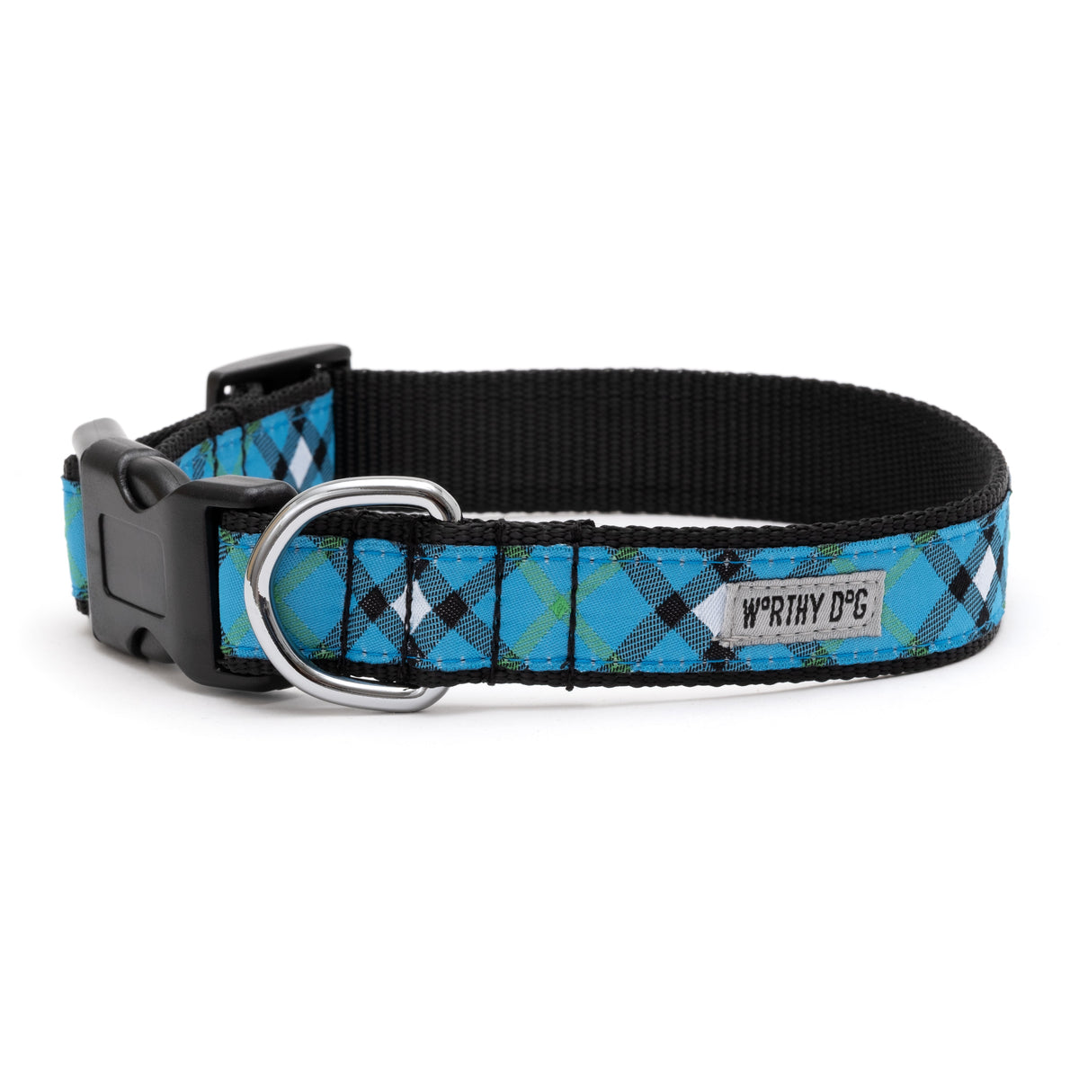 Bias Plaid Dog Collar – 5 colours, Sizes XS–XL