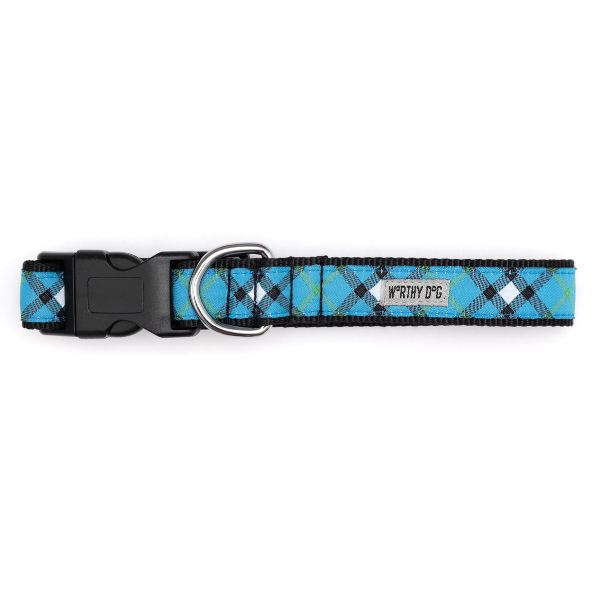 Bias Plaid Dog Collar – 5 colours, Sizes XS–XL
