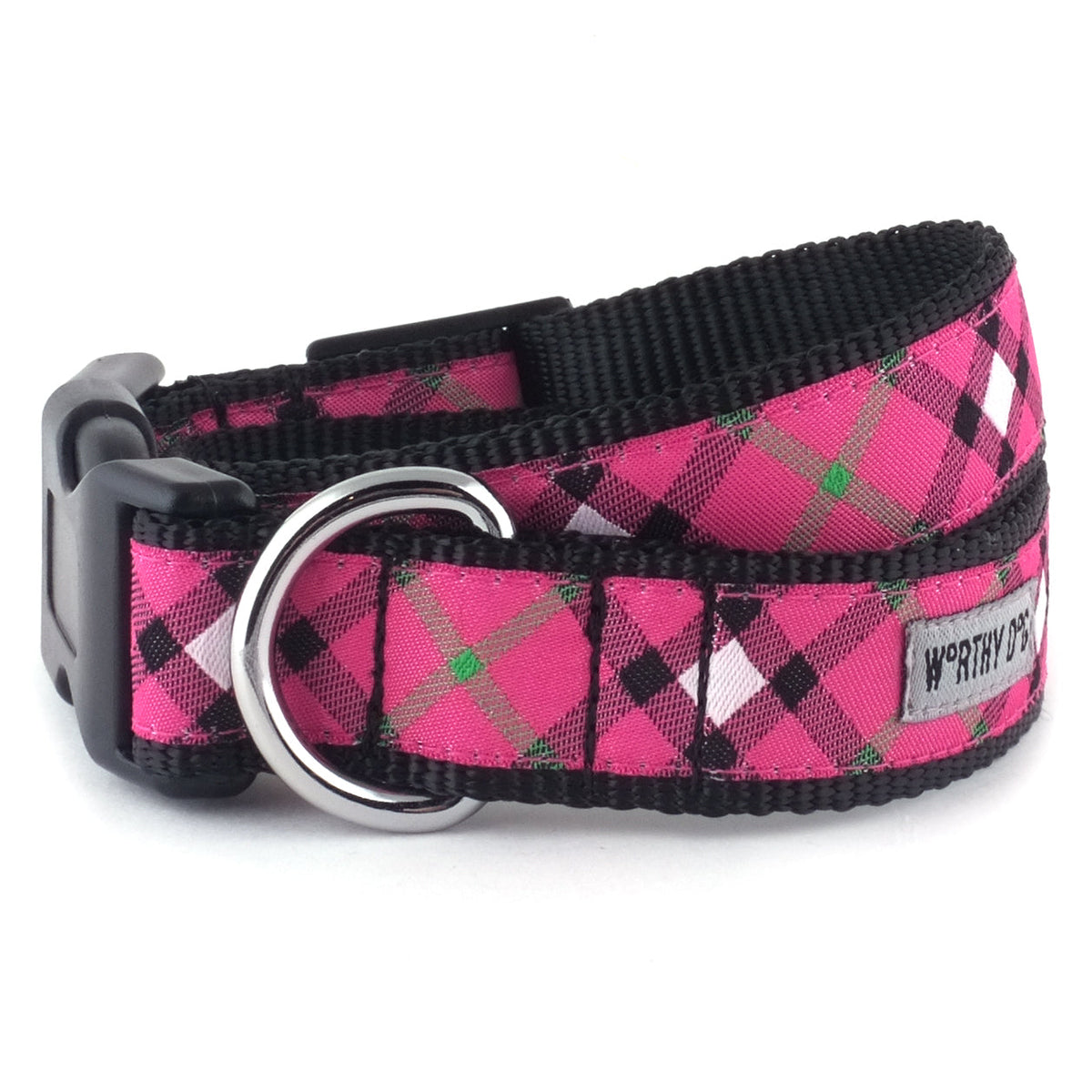 Bias Plaid Dog Collar – 5 colours, Sizes XS–XL
