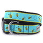 Blue Bee Print Nylon Dog Collar in blue, main product view