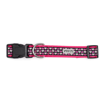 Hearts Dog Collar – Black, Sizes XS–XL