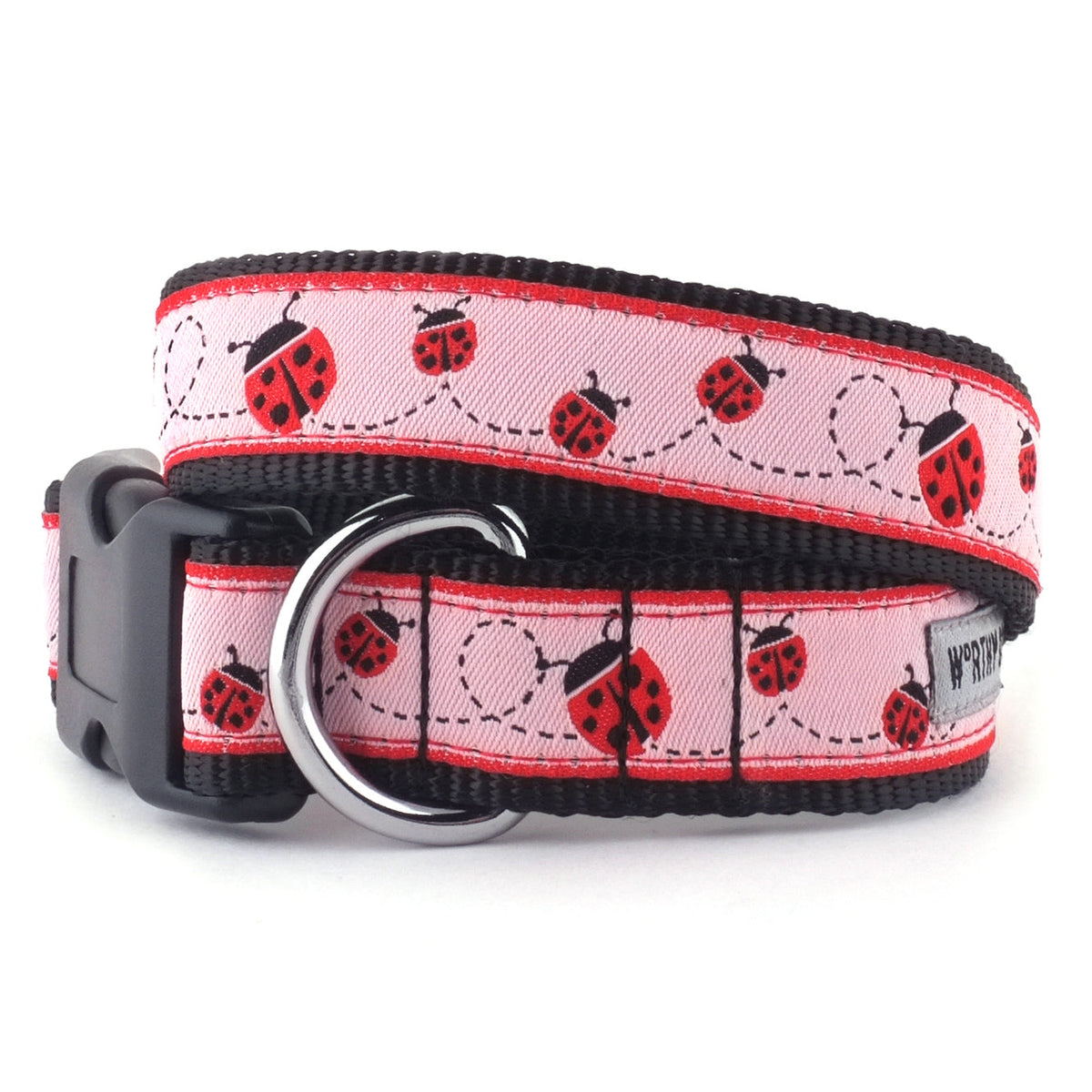 Ladybug Dog Collar – Pink, Sizes XS–XL