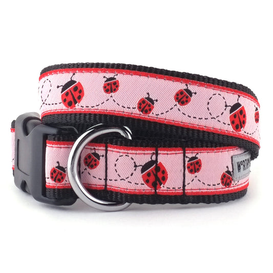 Ladybug Dog Collar – Pink, Sizes XS–XL