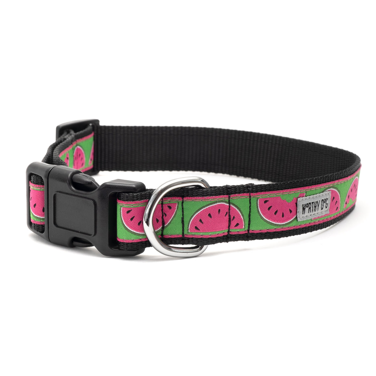 Watermelon Dog Collar – Green, Sizes XS–XL
