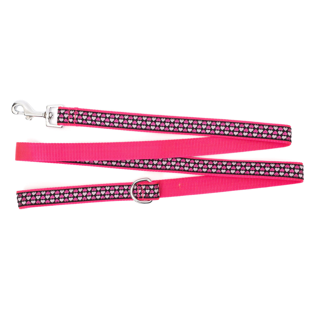 Hearts Dog Leash – Black, Sizes S, L